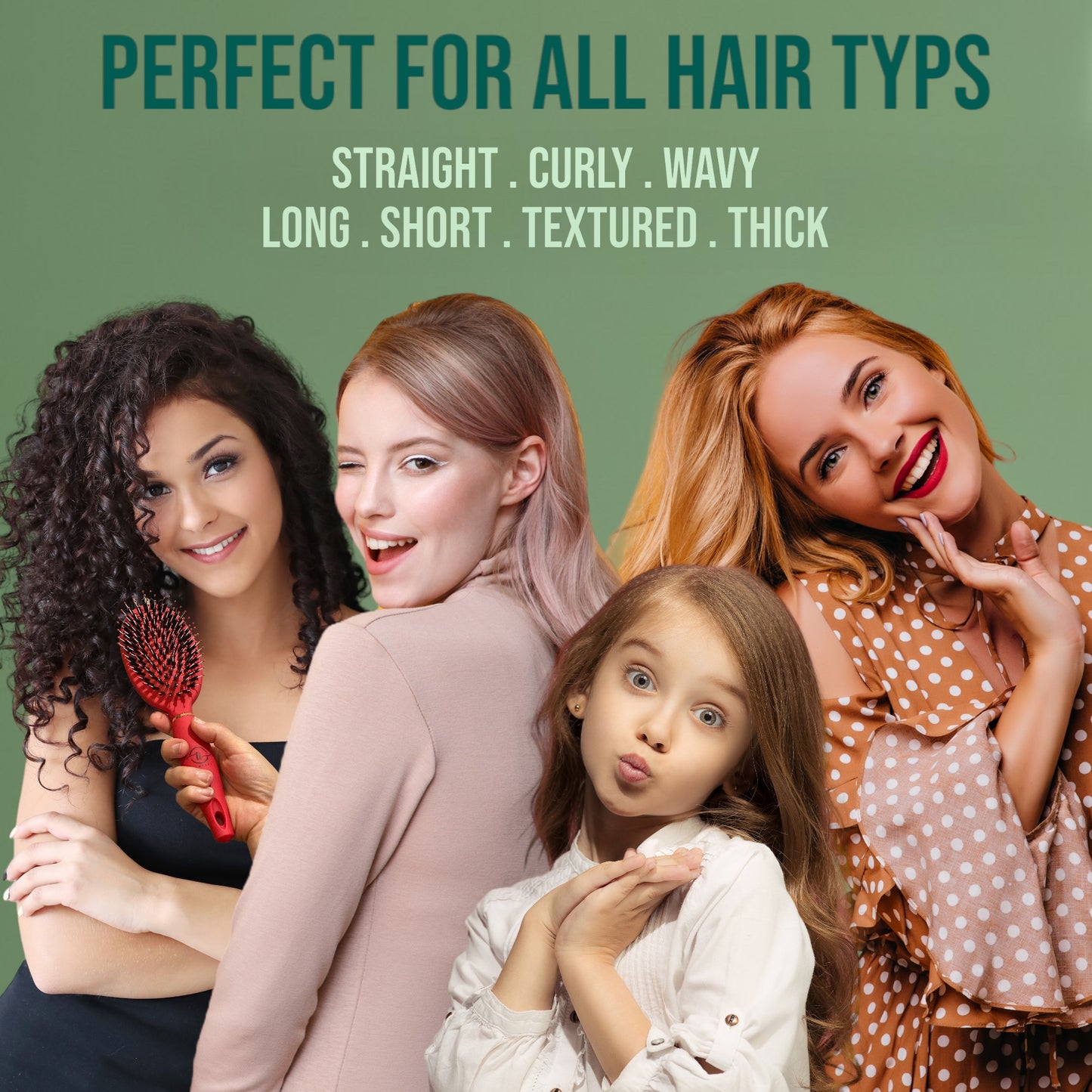 Detangling hair brush women - Comfortable hair brush with new dual bristles technology to detangle and massage all wet or dry hair and bring out all beauty of your hair
